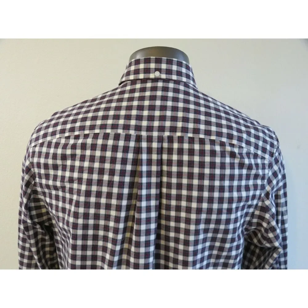 Mens Duluth Trading Long Sleeve Button Front Plaid Shirt Size M Plaid Blue White